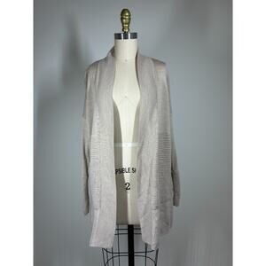 Lululemon M3 Cardigan Sweater Womens 2 Merino Wool Split Back Beige Tan Open
